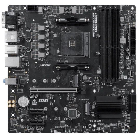 Placa Base MSI PRO B550M-P AMD B550 AM4 DDR4 micro ATX PCIe 4.0 USB Type-C