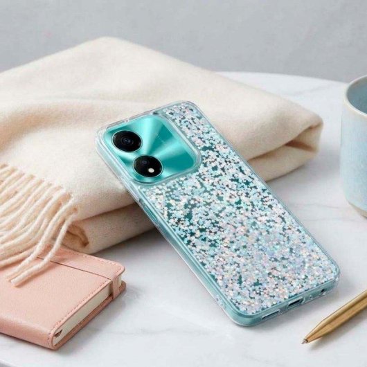Funda para móvil La Casa de las Carcasas Glitter Premium Silicona TPU Transparente para Honor X5c Plus