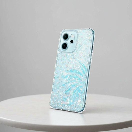Funda para móvil La Casa de las Carcasas Glitter Premium Silicona TPU Transparente para Oppo Reno 14f