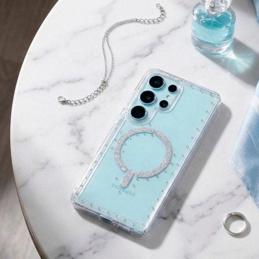 Capa La Casa de las Carcasas Glitter Compatível MagSafe Cinzenta para Samsung Galaxy S26 Ultra