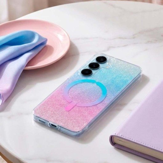 Funda para móvil La Casa de las Carcasas Ring Glitter Compatible Magsafe para Samsung Galaxy S26