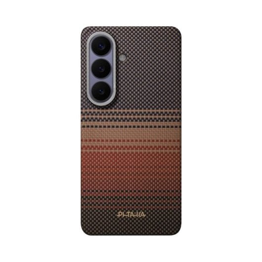 Custodia per cellulare PITAKA Ultra Sottile Fibra di Aramide Rosso Marrone con Anello Magnetico per Galaxy S26 Plus