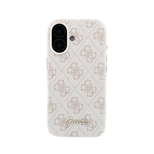 Guess Polipiel Logo Relief Rosa Hülle Kompatibel MagSafe für iPhone 16