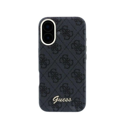 Guess Polipiel Hülle Logo Relief Schwarz MagSafe Kompatibel für iPhone 16