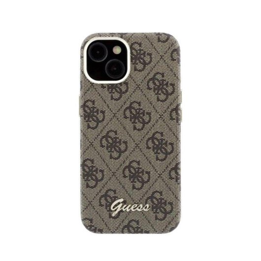 Guess Hülle Polipiel Braun Logo Relief Vollschutz für iPhone 14