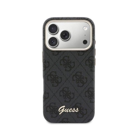 Guess Logo Script Schwarze Hülle Kompatibel mit MagSafe für iPhone 17 Pro