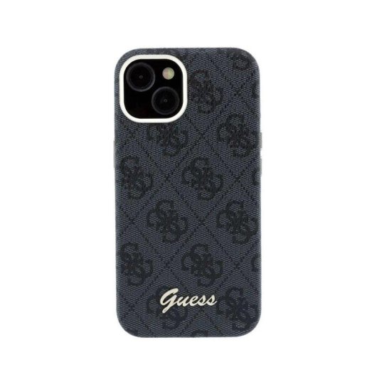 Guess Hülle aus Kunstleder schwarz mit Relief-Logo kompatibel MagSafe für iPhone 14