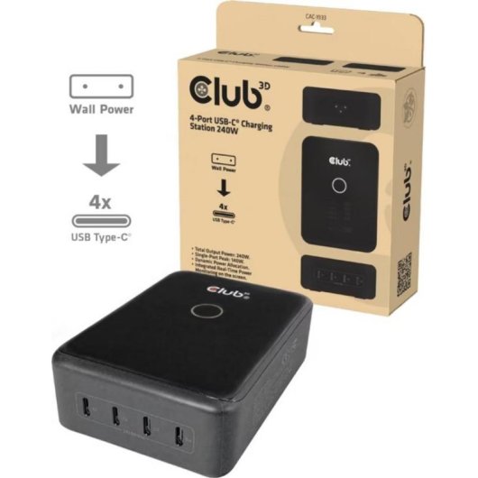 Chargeur USB-C 240W GaN 4 ports Club 3D