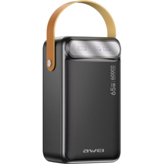 Powerbank Awei PA-82 60000 mAh 65W USB-C Power Delivery con torcia