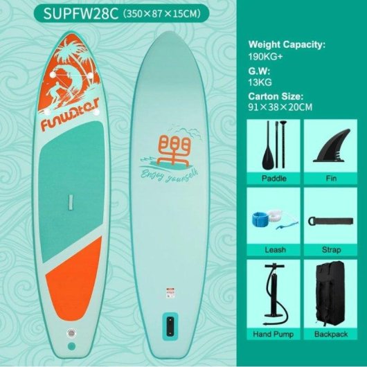 Aufblasbares Paddleboard Funwater SUPFW28C 350x87x15 cm 190 kg