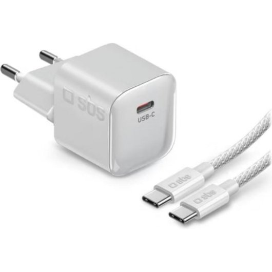Cargador SBS GaN 30W USB-C con cable 1,5 m