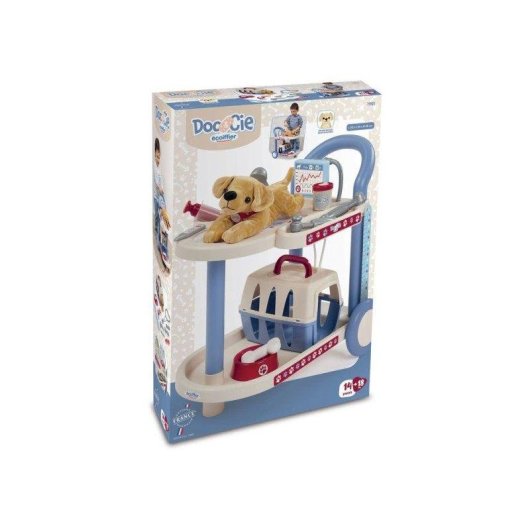 Conjunto de brinquedo Ecoiffier Medical 1901 veterinário com acessórios e cão de peluche