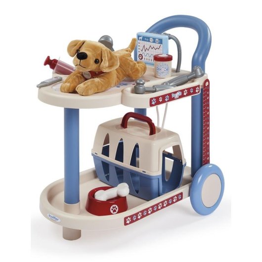 Conjunto de brinquedo Ecoiffier Medical 1901 veterinário com acessórios e cão de peluche
