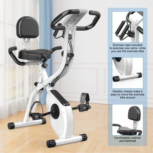 Bicicleta Estática Plegable HomeFitnessCode Rueda Inercia 2,5 Kg 8 Niveles Resistencia