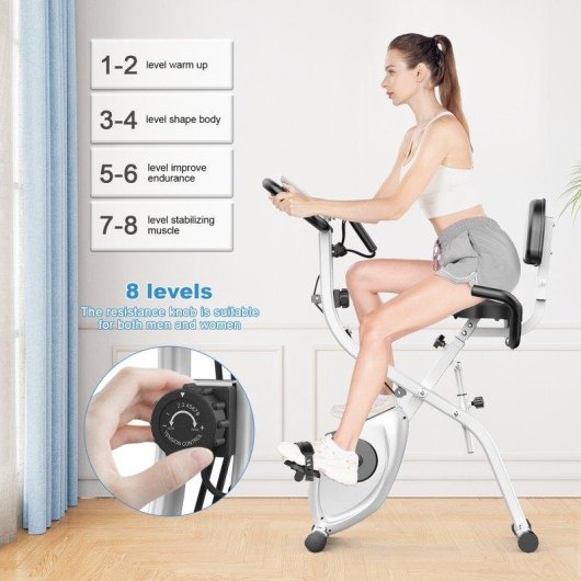 Bicicleta Estática Plegable HomeFitnessCode Rueda Inercia 2,5 Kg 8 Niveles Resistencia