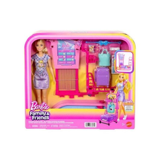 Conjunto de Brinquedo Barbie Baggage Claim JMJ49 com Boneca e Acessórios