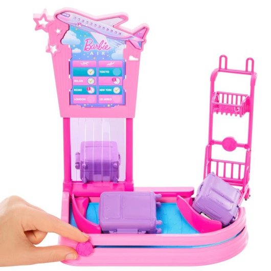 Conjunto de Brinquedo Barbie Baggage Claim JMJ49 com Boneca e Acessórios