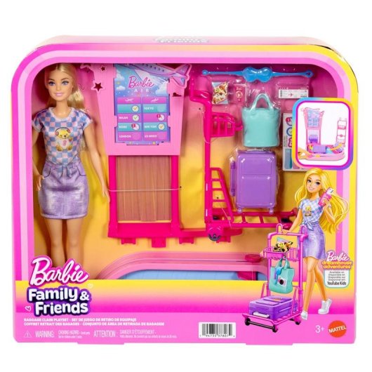 Conjunto de Brinquedo Barbie Baggage Claim JMJ49 com Boneca e Acessórios