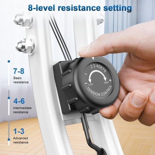 Bicicleta estática HomeFitnessCode plegable con respaldo, 8 niveles y pantalla LCD