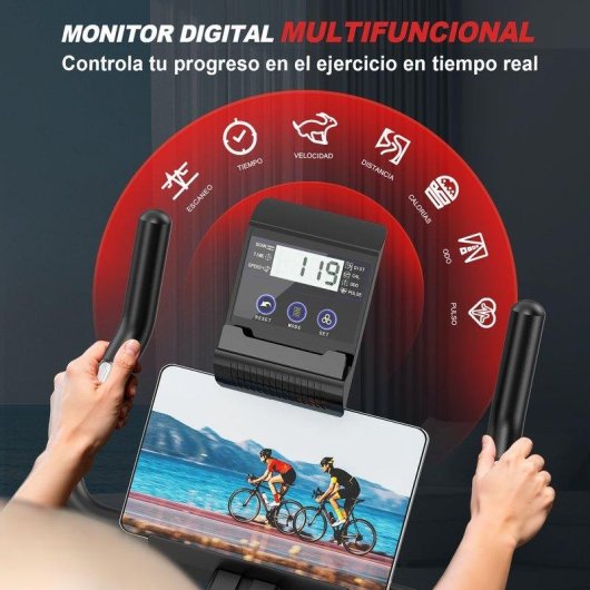Bicicleta Estática HomeFitnessCode Rueda Inercia 10 Kg Ajustable Negro