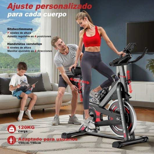 Bicicleta Estática HomeFitnessCode Rueda Inercia 10 Kg Ajustable Negro