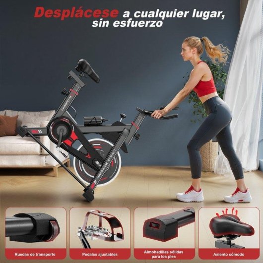 Bicicleta Estática HomeFitnessCode Rueda Inercia 10 Kg Ajustable Negro