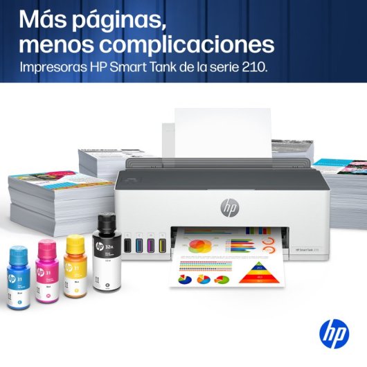 Impresora de tinta Wifi HP Smart Tank 210 + 3 Años de Tinta Incluida