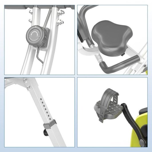 Bicicleta estática HomeFitnessCode plegable con respaldo, 8 resistencias y pantalla LCD