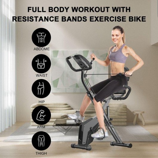 Bicicleta Estática Plegable HomeFitnessCode Rueda Inercia 2,5 kg 16 Niveles Resistencia