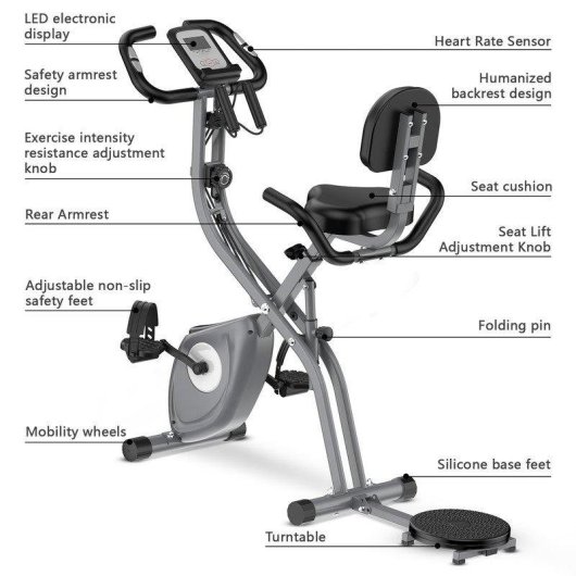 Bicicleta estática HomeFitnessCode plegable 3 en 1 con app y resistencia magnética