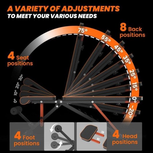 Banco de musculación Plegable HomeFitnessCode Respaldo 8 Posiciones 400 kg