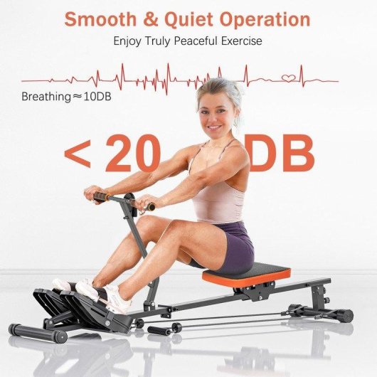 Máquina de Remo Hidráulica HomeFitnessCode 12 Niveles Resistencia 300 kg Pantalla LED