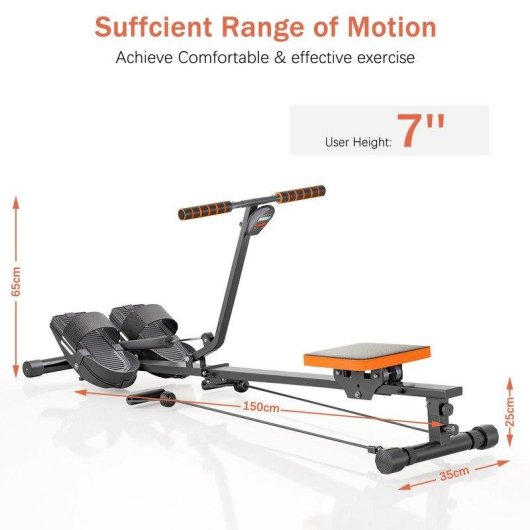 Máquina de Remo Hidráulica HomeFitnessCode 12 Niveles Resistencia 300 kg Pantalla LED