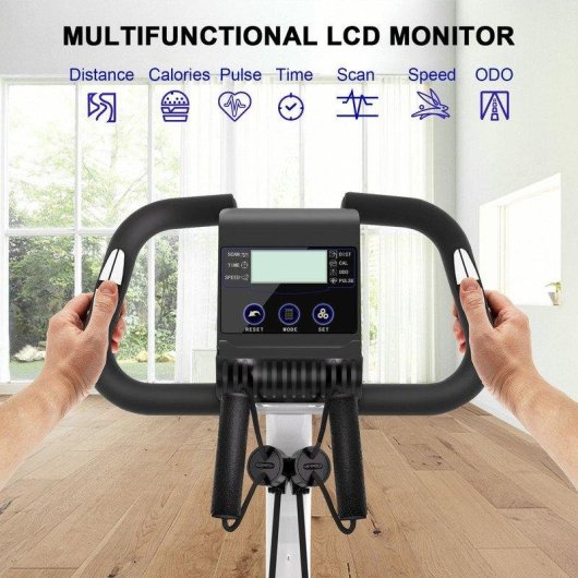Bicicleta estática HomeFitnessCode plegable con 16 niveles y respaldo