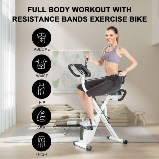 Bicicleta estática HomeFitnessCode plegable con 16 niveles y respaldo