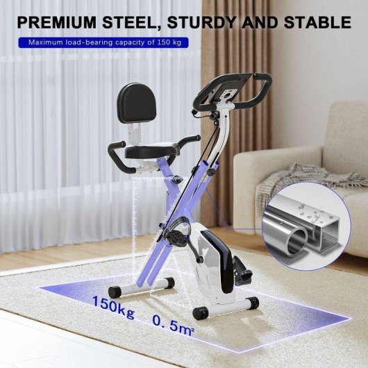 Bicicleta estática HomeFitnessCode plegable con 16 niveles y respaldo