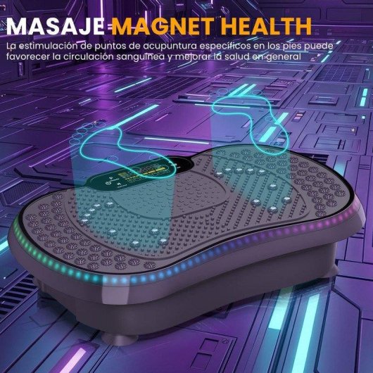 Plataforma vibratoria HomeFitnessCode 200 niveles Bluetooth LED y mando a distancia