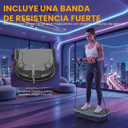 Plataforma vibratoria HomeFitnessCode 200 niveles Bluetooth LED y mando a distancia