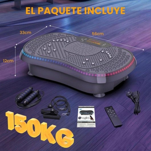 Plataforma vibratoria HomeFitnessCode 200 niveles Bluetooth LED y mando a distancia