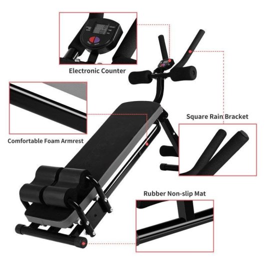 Aparato Plegable Abdominales HomeFitnessCode con Contador Ajustable y Guías Ergonómicas