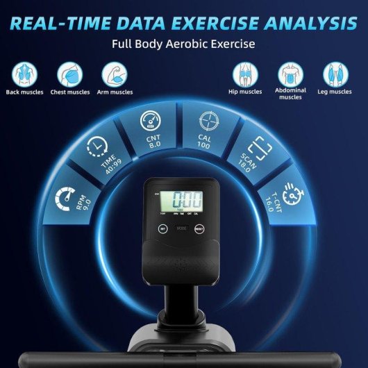 Máquina de remo HomeFitnessCode 16 niveles resistencia plegable pantalla LED