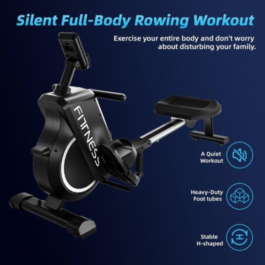 Máquina de remo HomeFitnessCode 16 niveles resistencia plegable pantalla LED