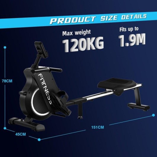 Máquina de remo HomeFitnessCode 16 niveles resistencia plegable pantalla LED