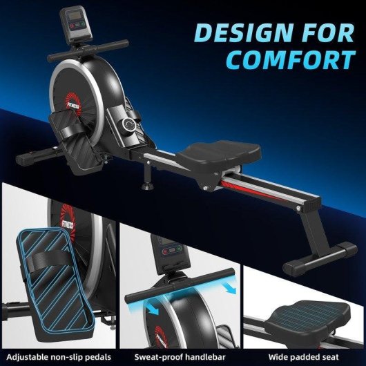 Rameur Magnetique Domestique HomeFitnessCode 16 Niveaux LCD