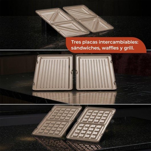 Grill Sandwichera Nilson Life 700-800W Placas Intercambiables Grill y Gofre