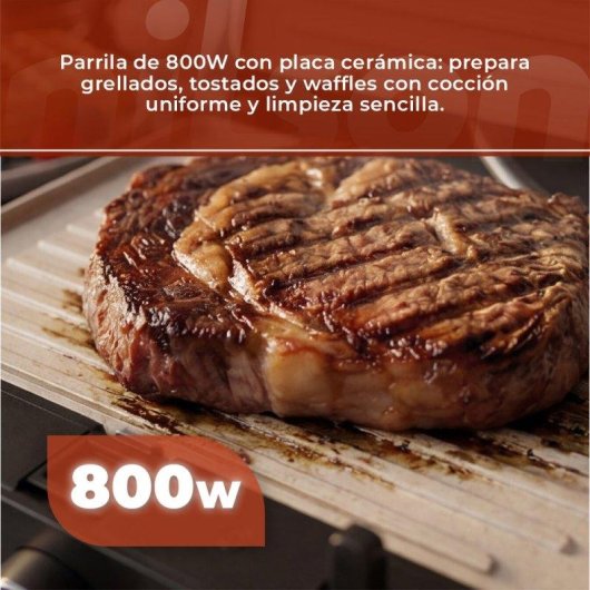 Grill Sandwichera Nilson Life 700-800W Placas Intercambiables Grill y Gofre