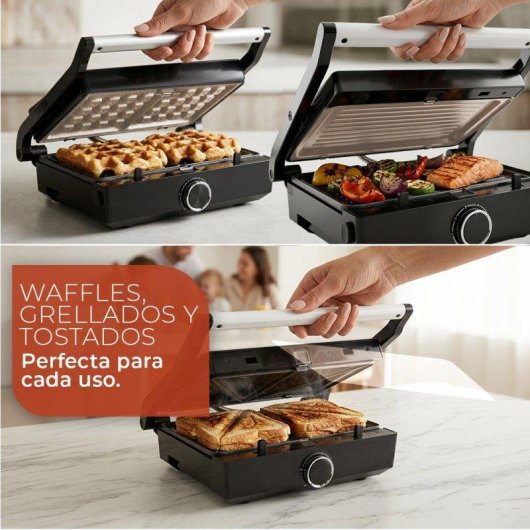 Grill Sandwichera Nilson Life 700-800W Placas Intercambiables Grill y Gofre