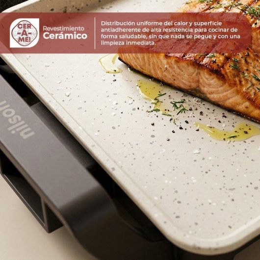 Grill eléctrico Nilson Life 2550W placas cerámicas apertura 180° gran superficie