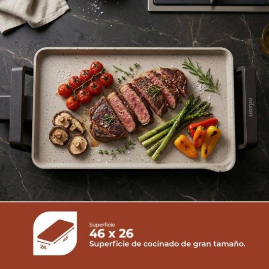 Grill eléctrico Nilson Life 2550W placas cerámicas apertura 180° gran superficie