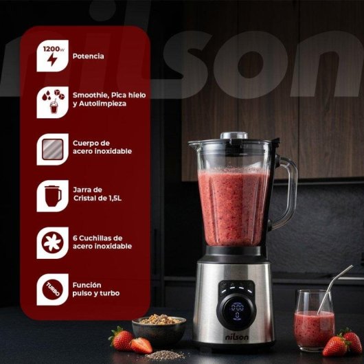 Batidora Nutricional Nilson Life Inox 1.5L 1200W Display LED
